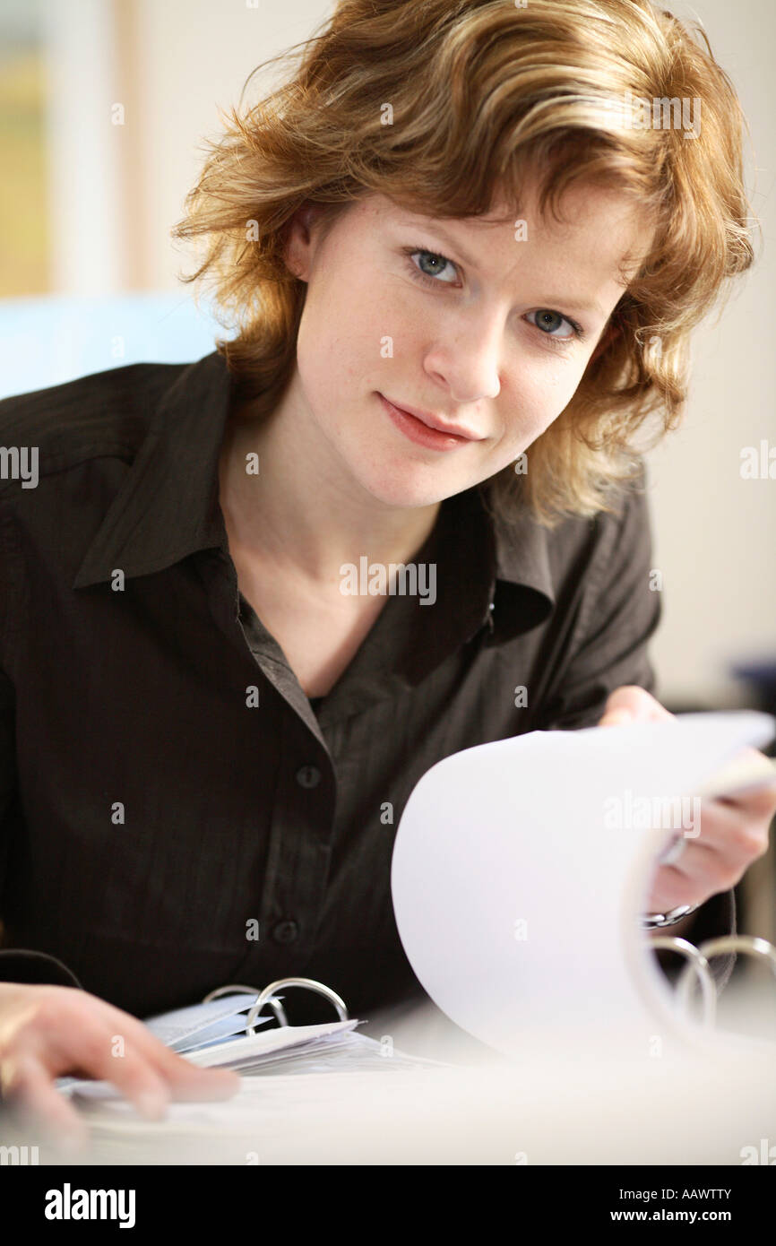 Young woman with a folder Stock Photo
