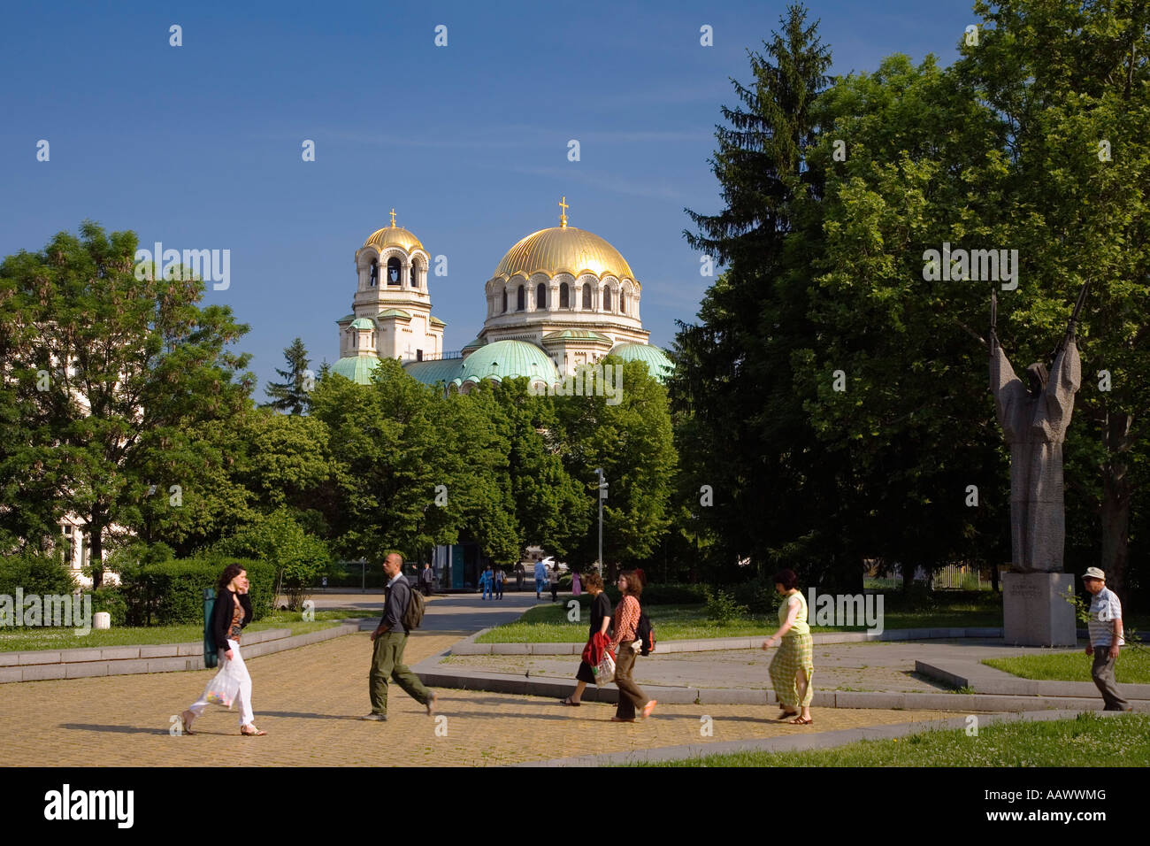 Municipal park with Saint Alexander Nevski Cathedral, Sofia, Bulgaria Stock Photo