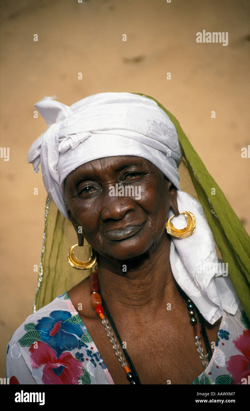 Portrait of Binde Kinteh, descendant of Alex Hailey's forebear Kunta Kinteh, Juffureh, the Gambia Stock Photo