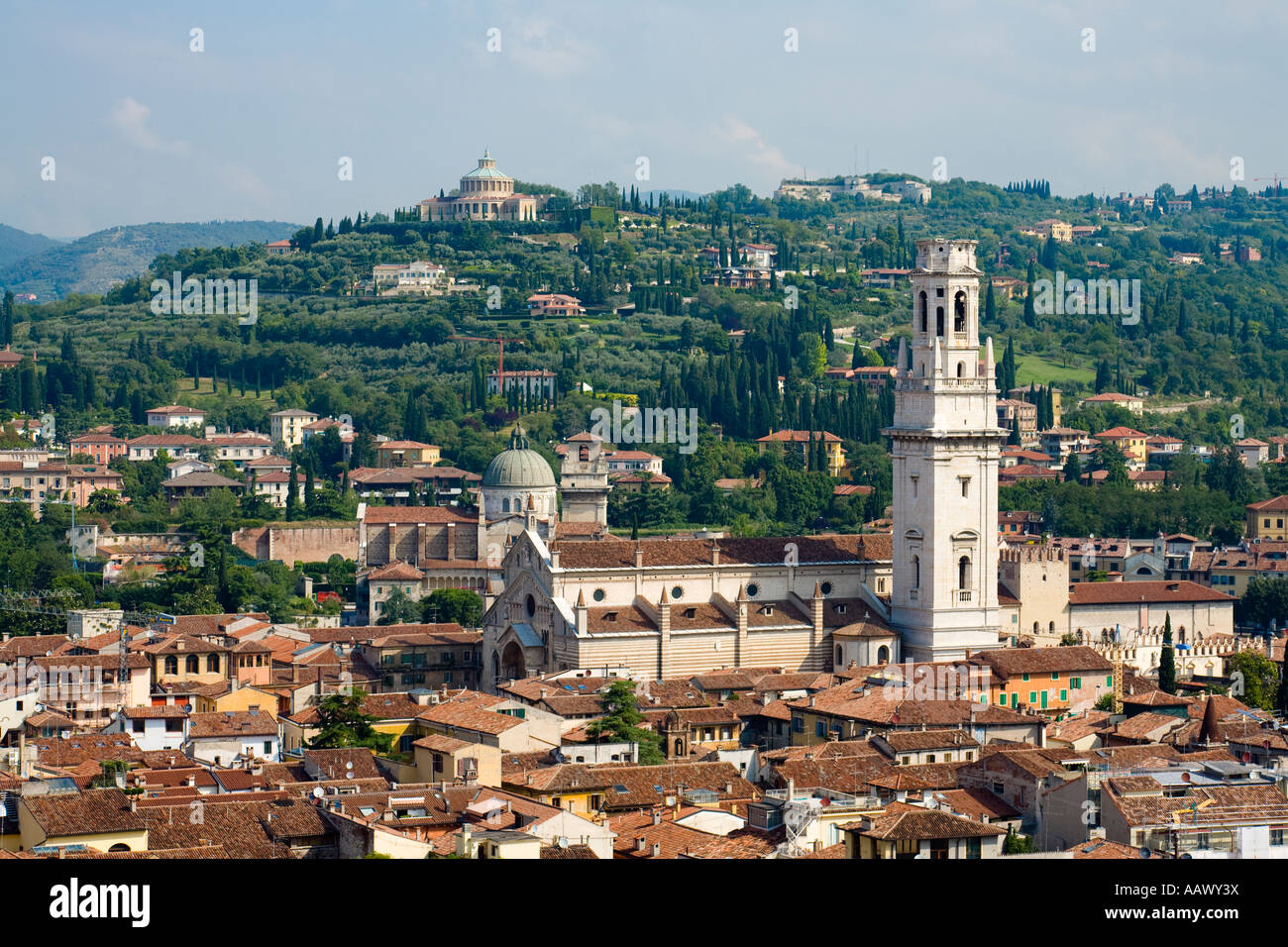 Cityscape of Verona with the Duomo dominating Verona Italy Stock Photo