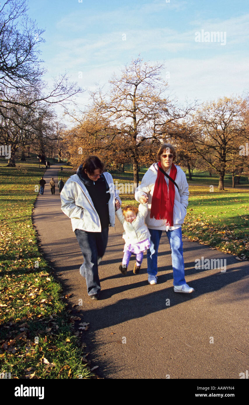 Family walking in Greenwich Park London Stock Photo