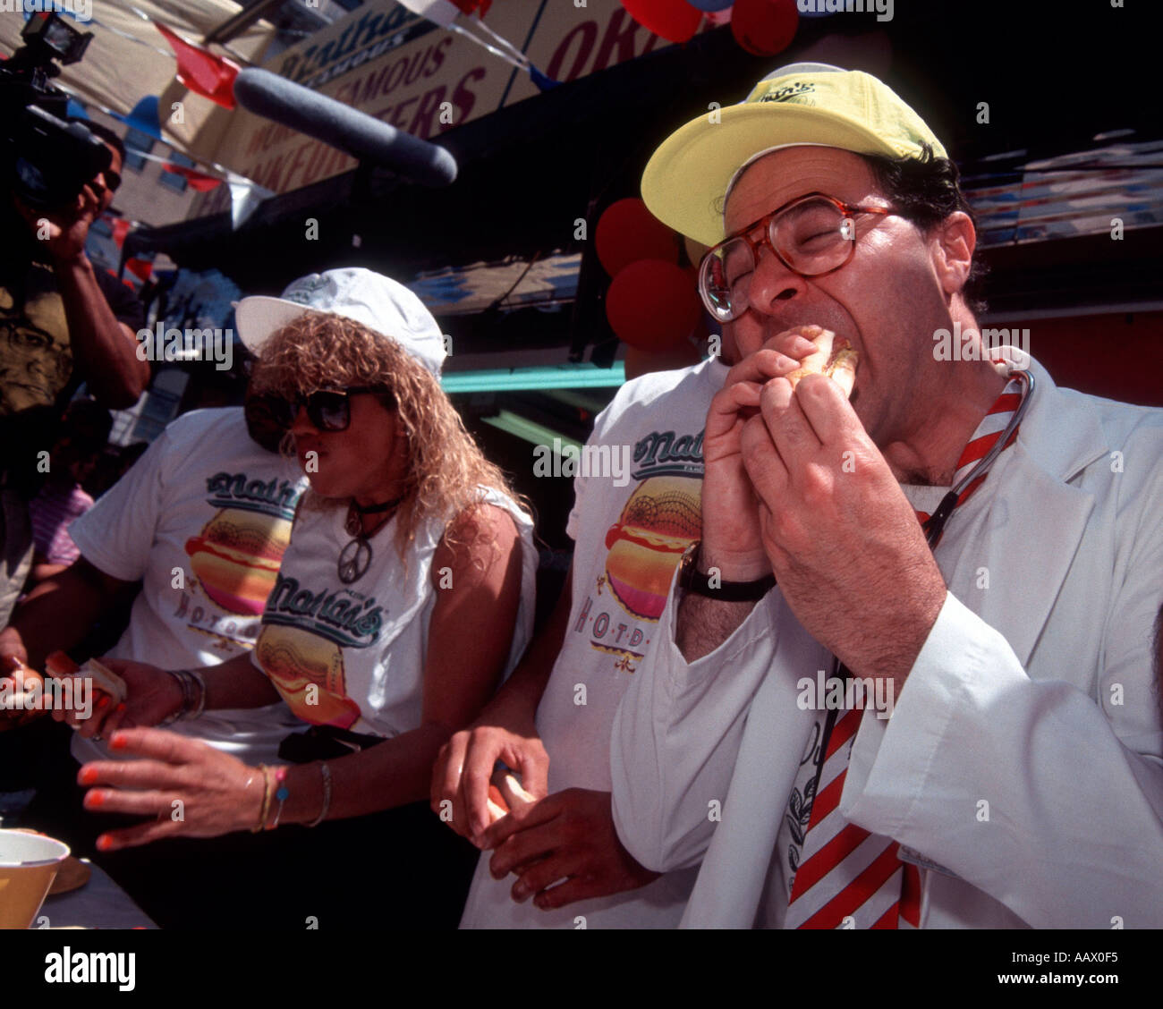 Participants in the Nathans Famous Coney Island Hot Dog Eating Contest