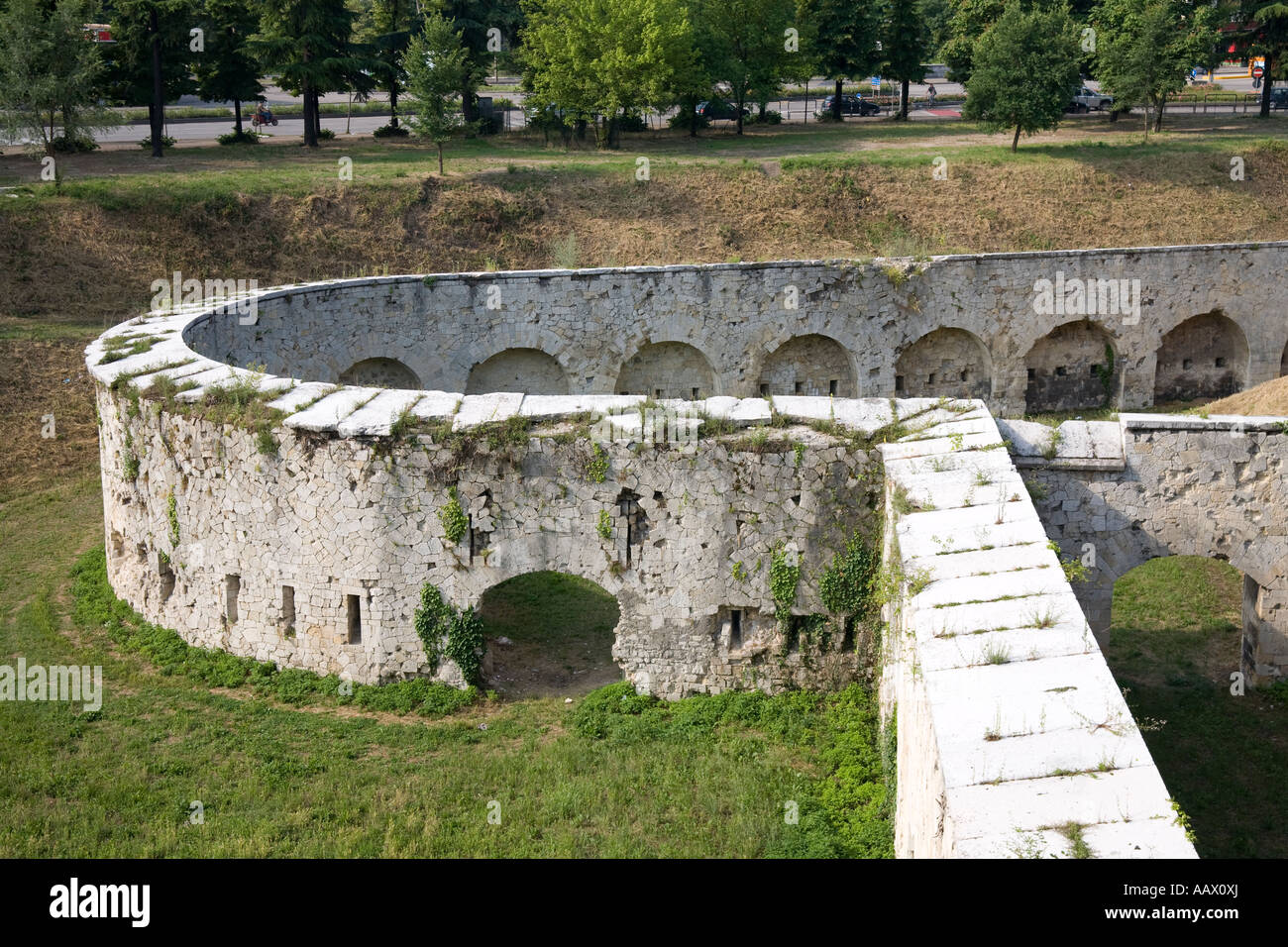 Part of the defensive walls or bastions of Verona to the south near Corsa Porta Nuova Italy Stock Photo