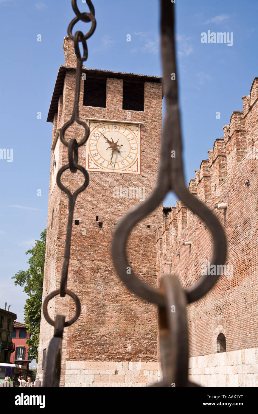 View from the drawbridge at Castelvecchio home of the Scaglieri family Verona Italy Stock Photo