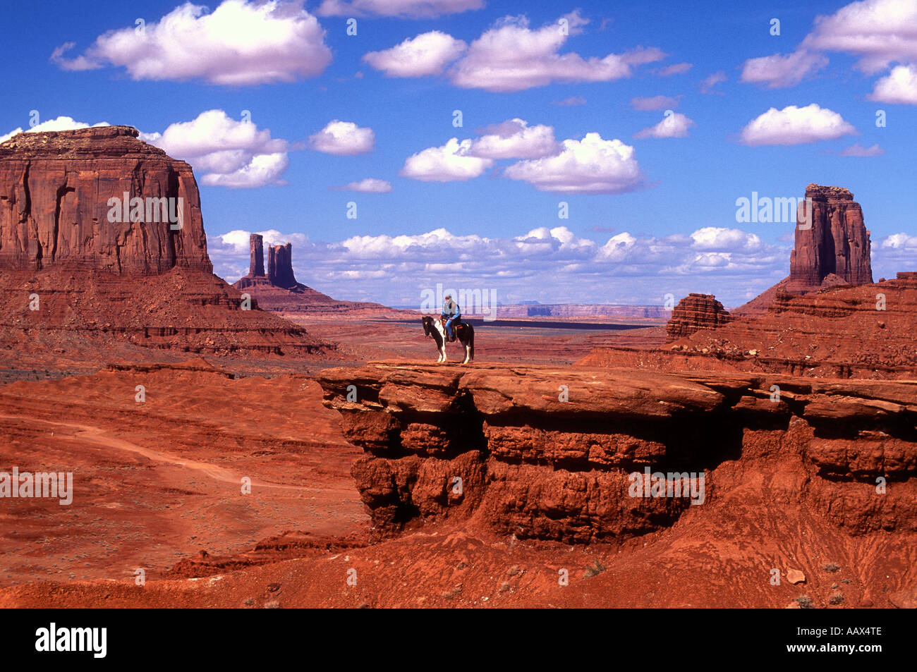 PMV-9  HORSE MAN IN MONUMENT VALLEY Stock Photo
