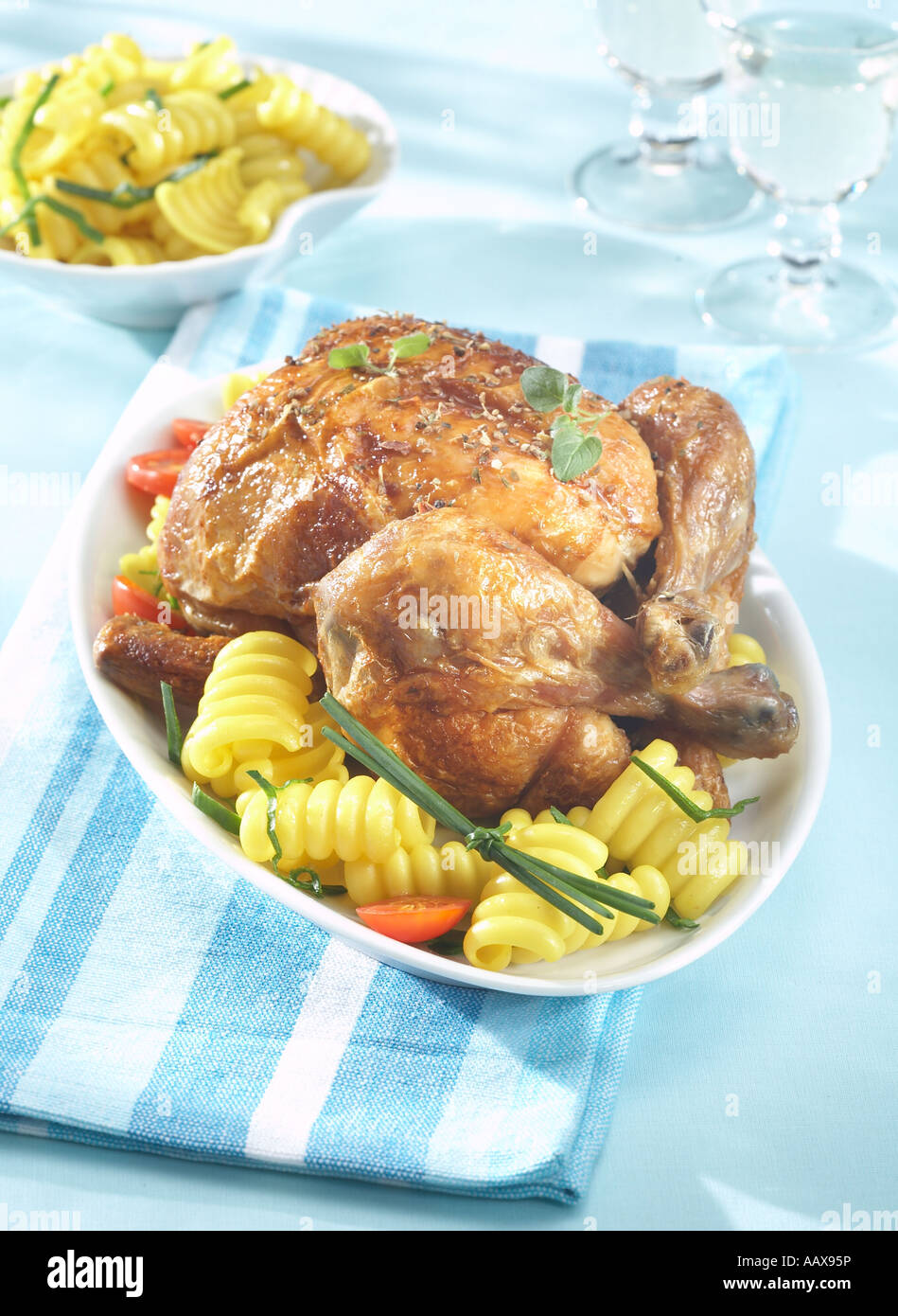 Chicken with Pasta Stock Photo - Alamy