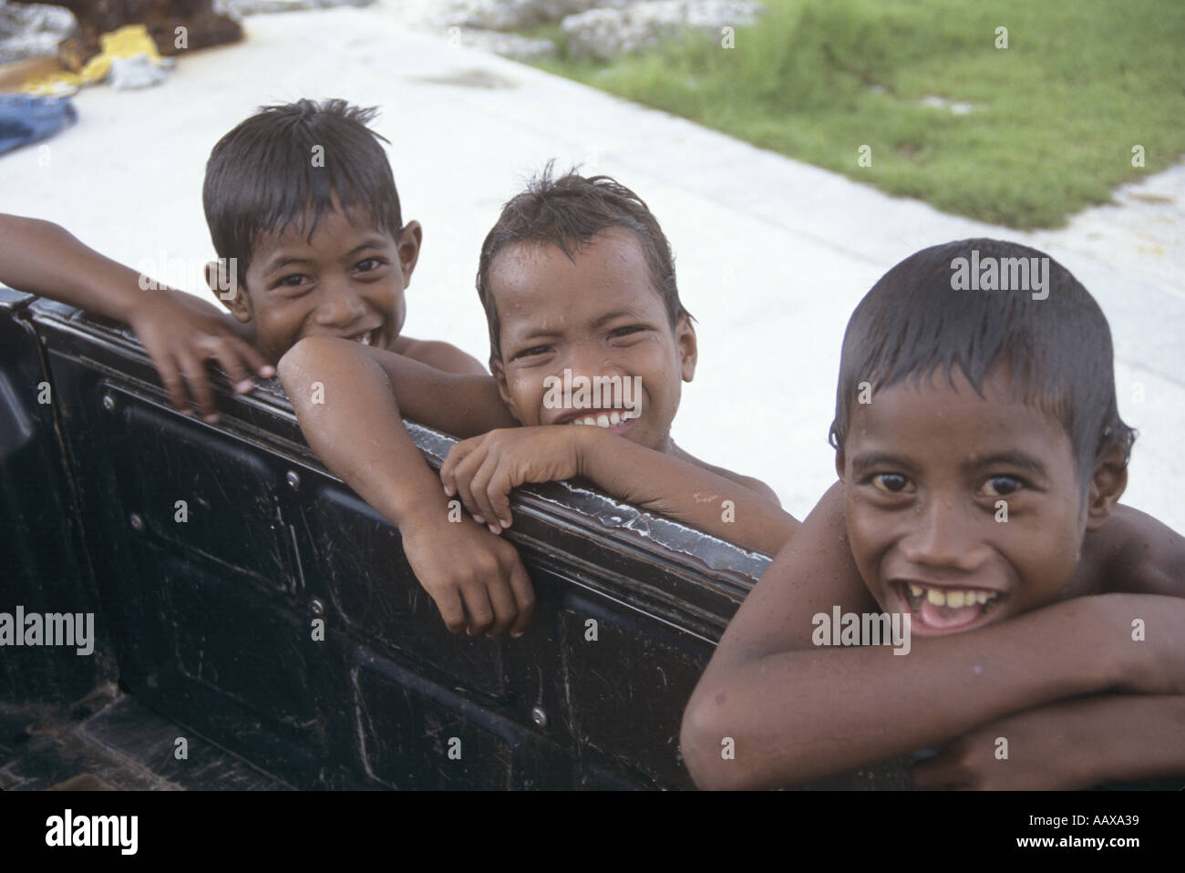 Marshallese Kids smiling and laughing Stock Photo
