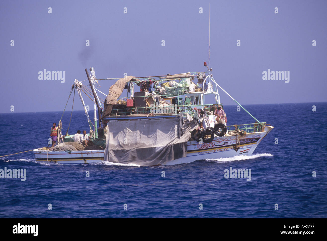 Egyptian fishing boat in the Red Sea Stock Photo