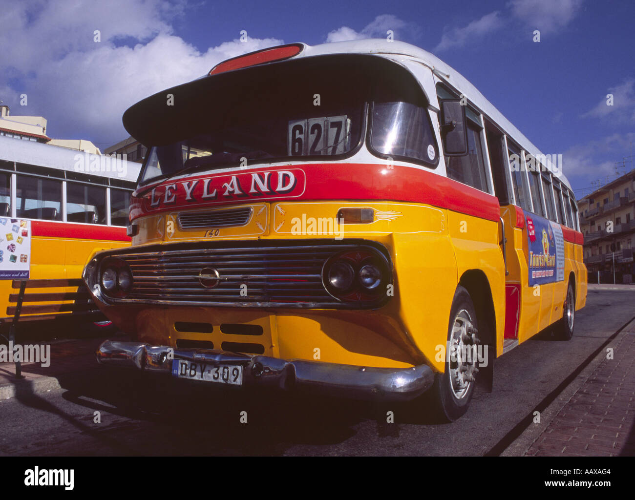 Buses, Bugibba, Malta Stock Photo