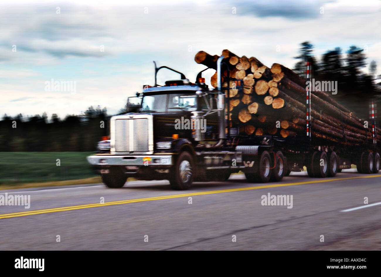 Logging Truck Alberta Canada Stock Photo Alamy