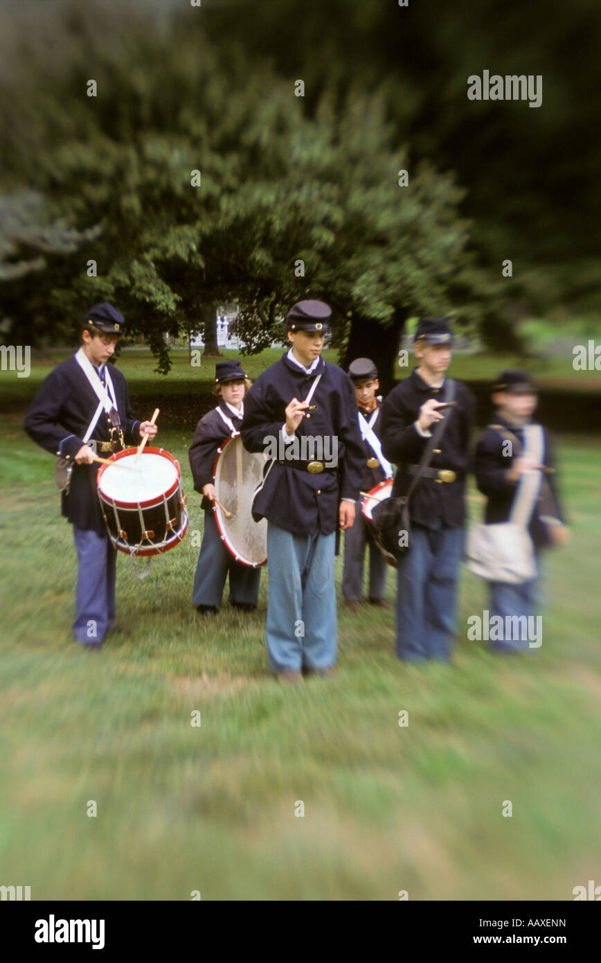 Civil war reenactors encampment fife and drum corps boys Lancaster PA