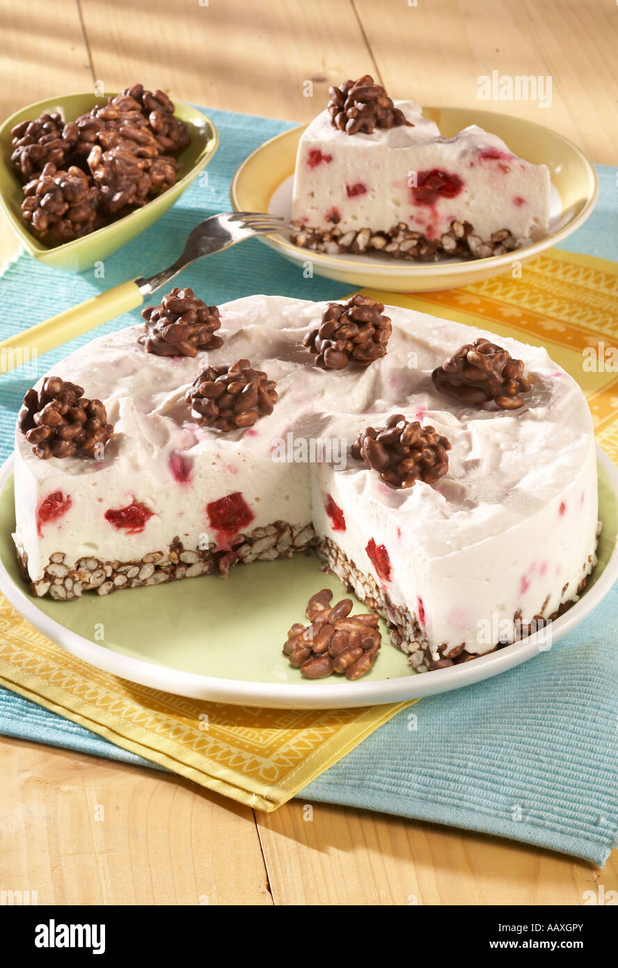 Light Cream Cake with Puffed Rice Stock Photo - Alamy