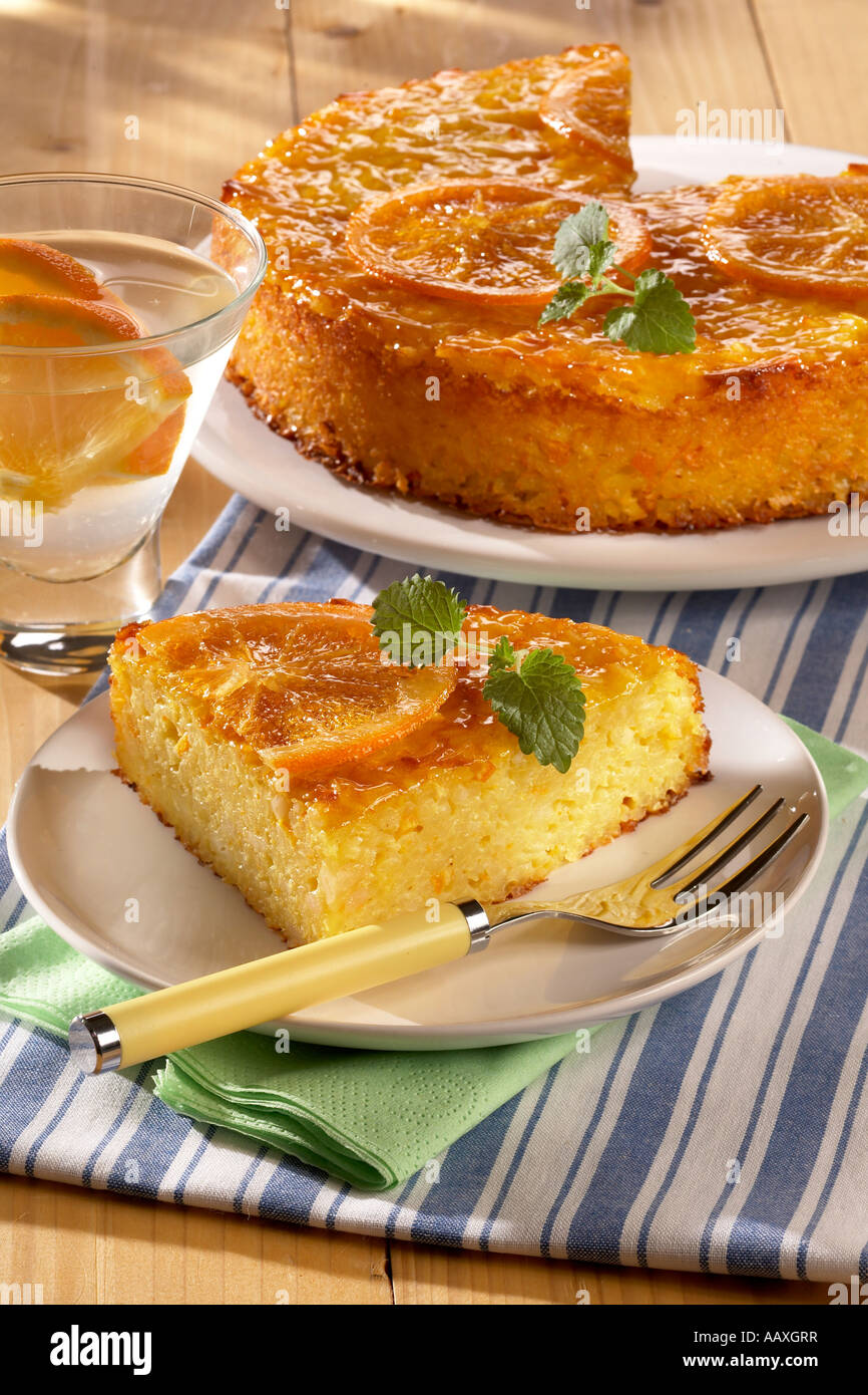 Orange Rice Cake with Almonds Stock Photo Alamy