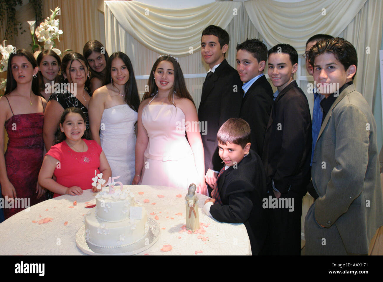 Miami Florida,Hialeah,Quinceanera,Quince Anos,Hispanic Latin Latino ethnic immigrant immigrants minority,adult adults woman women female lady,coming o Stock Photo