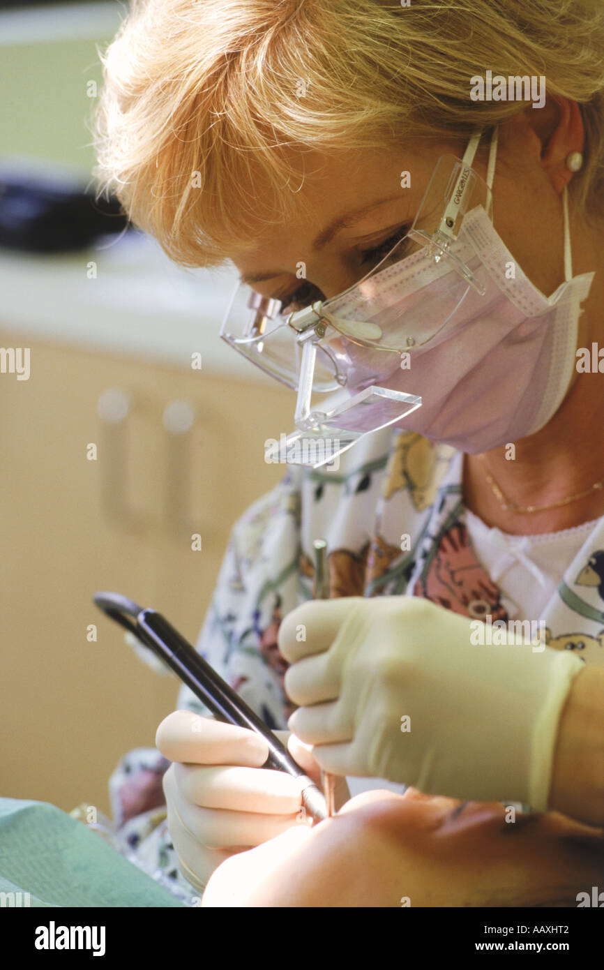 Female dentist and patient Stock Photo