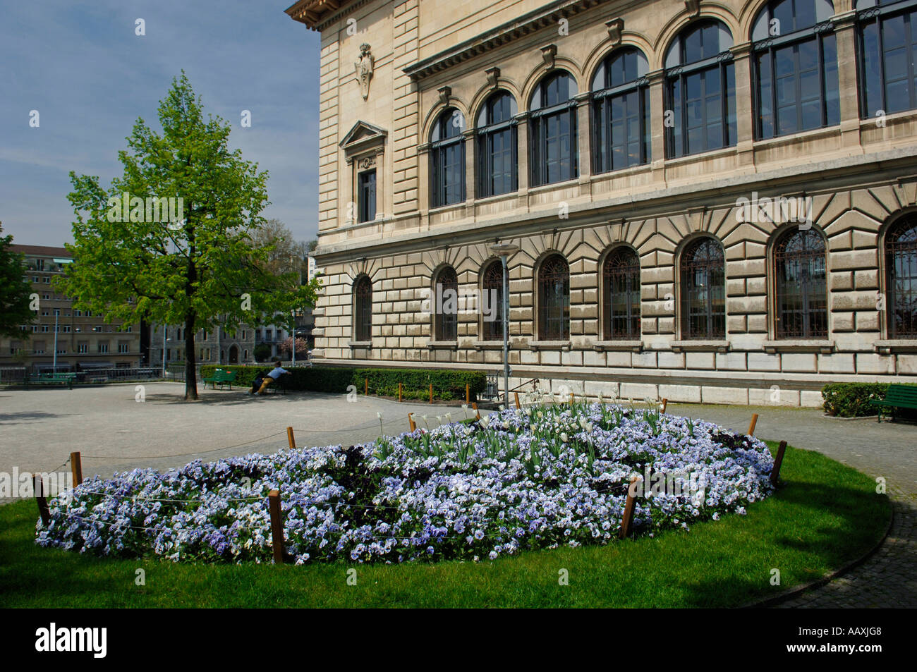 Place de la Madeleine and Palais de Rumine Lausanne Switzerland Europe Stock Photo