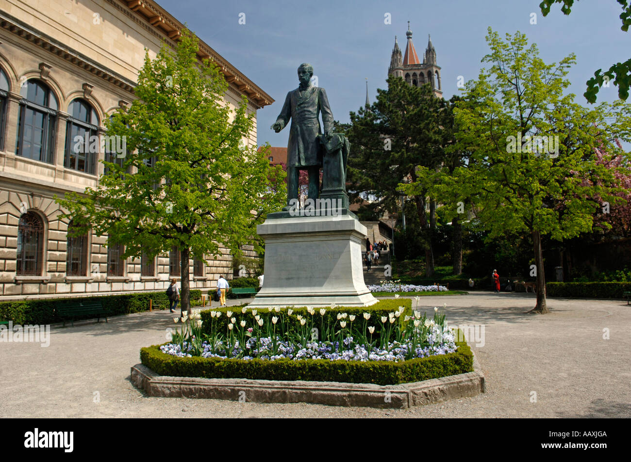 Place de la Madeleine and Palais de Rumine Lausanne Switzerland Europe Stock Photo