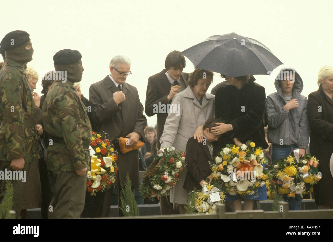 Bobby Sands funeral 1981 The Troubles 1980s his wife Geraldine Noade Sands and son Gerard  Milltown cemetery Belfast Northern Ireland UK HOMER SYKES Stock Photo