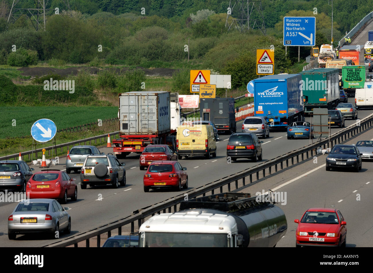 Roadworks, M56, Cheshire England UK Stock Photo