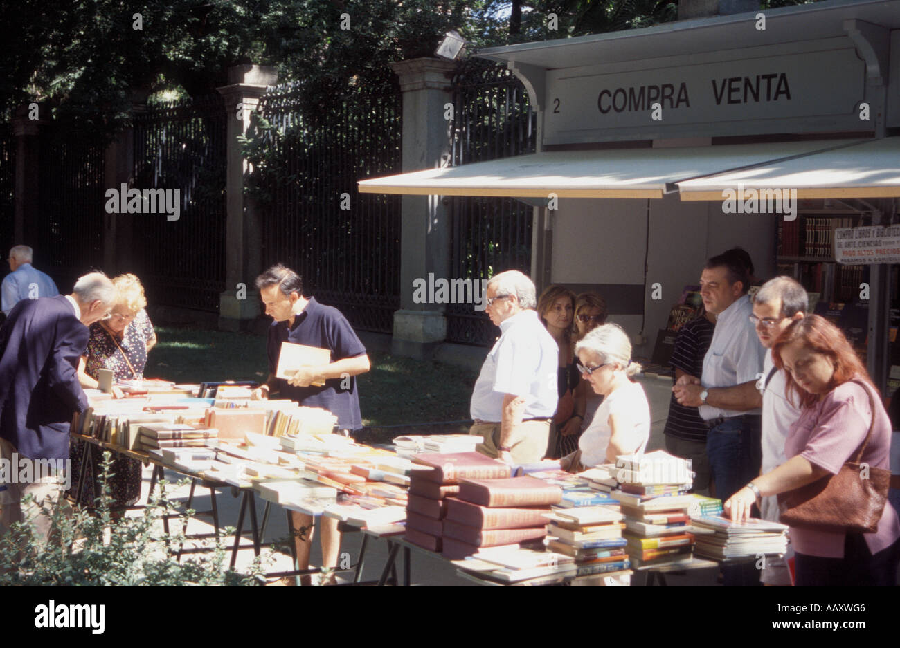 Book Sellers on the Paseo de Prado, Madrid Stock Photo