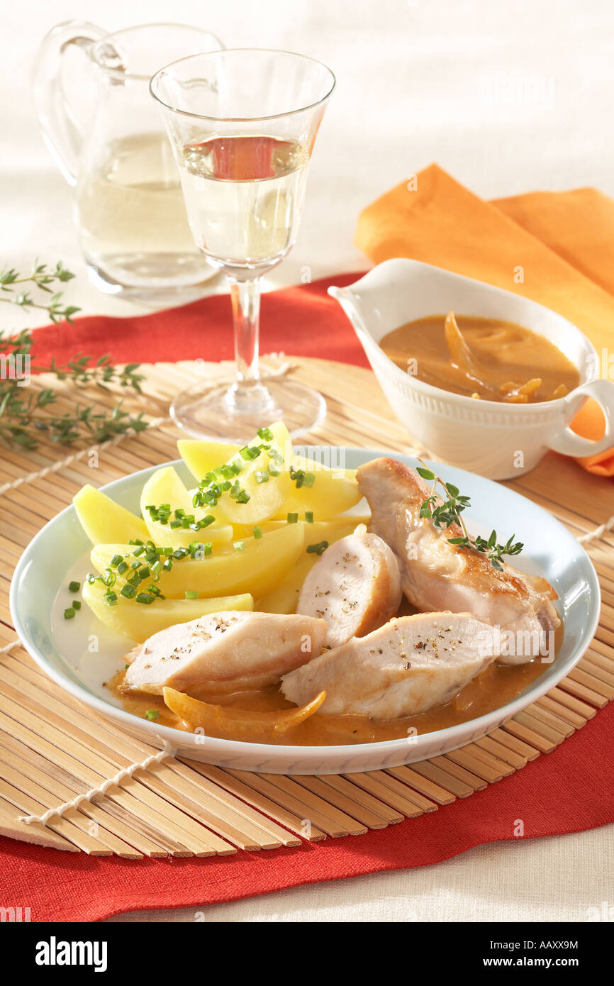 Rabbit Baked with Beer and Cream Stock Photo
