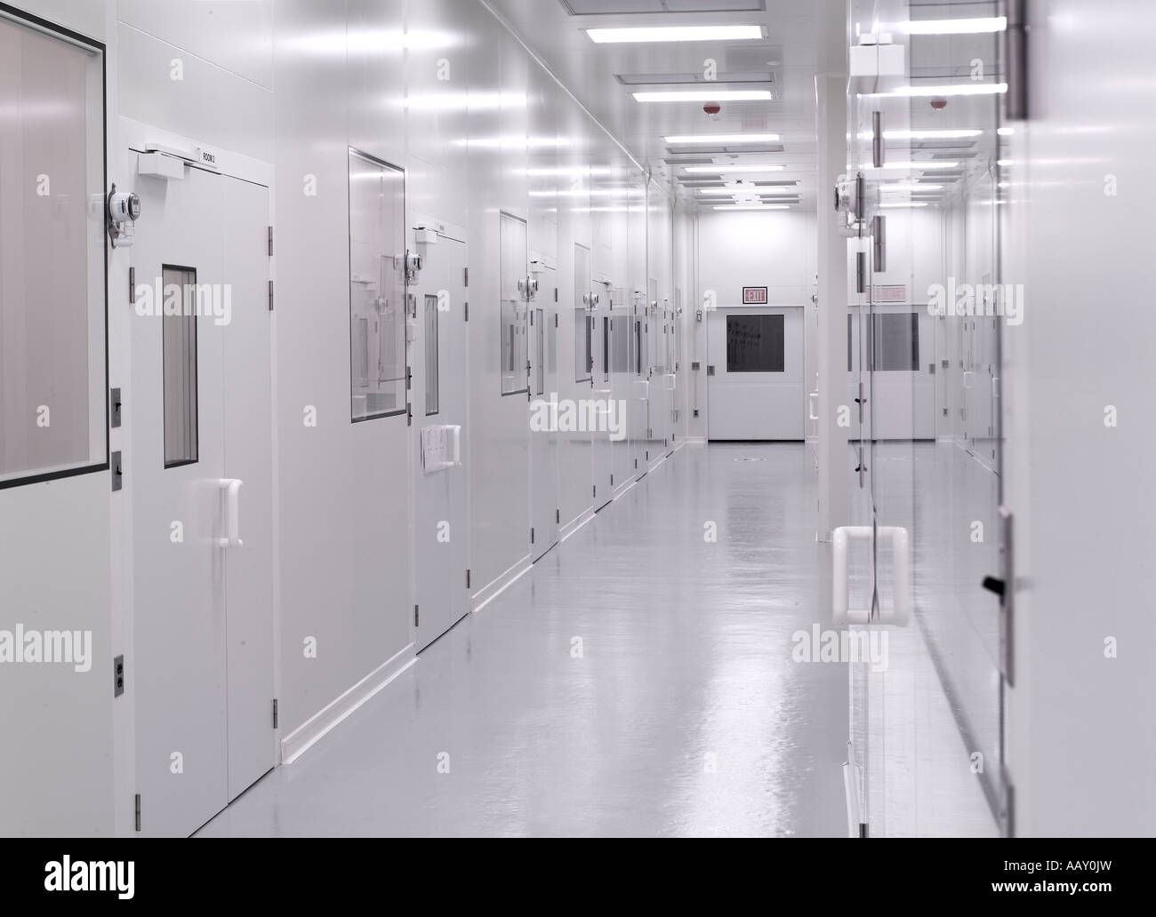 Pharmaceutical Biotech Sterile Clean Room Hallway, Philadelphia, USA Stock Photo