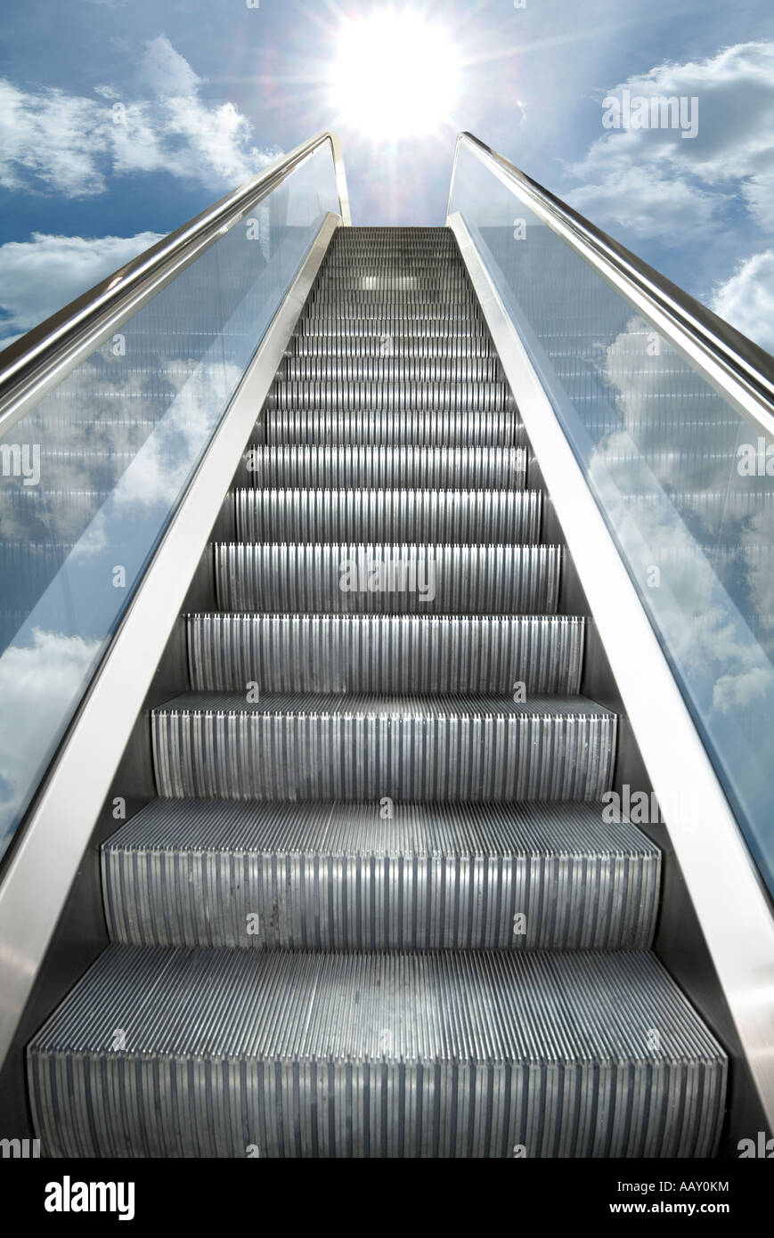 Escalator Of Life To Heaven, Crossing Over To The Other Side Stock Photo