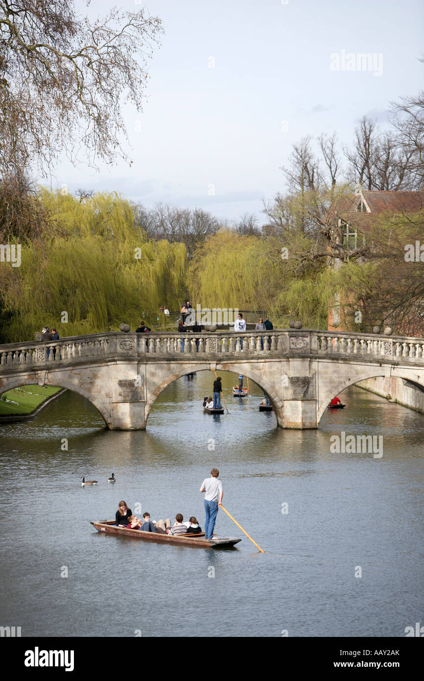 Punting on the river Cam Cambridge Stock Photo