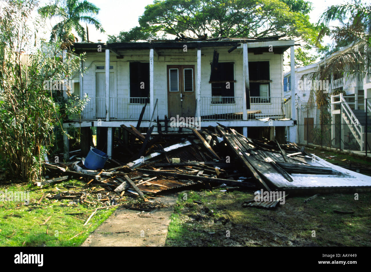 Hurricane damaged House in Belize City Belize Central America Stock Photo