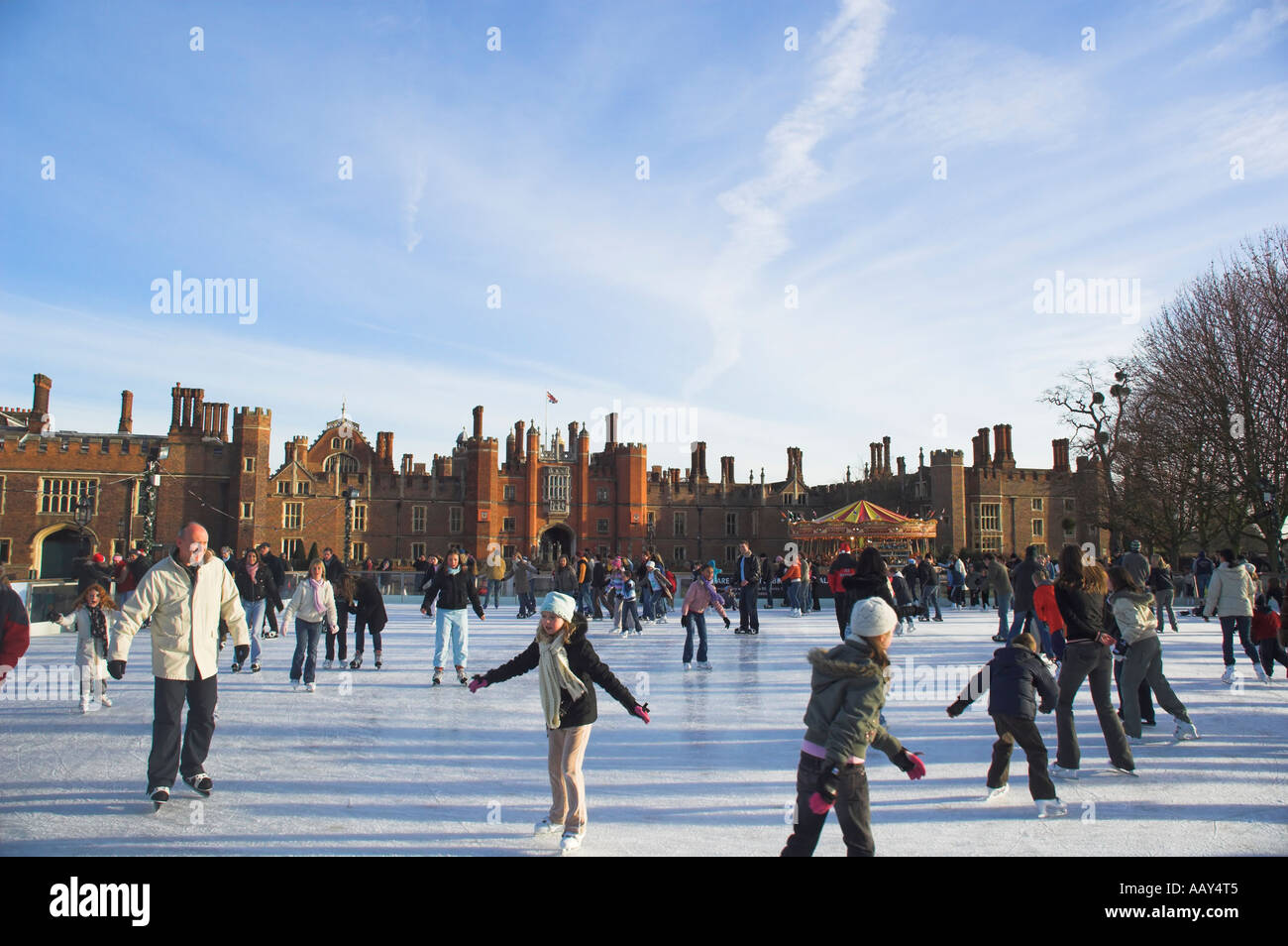 Europe UK england london hampton court ice skating rink in winter Stock Photo