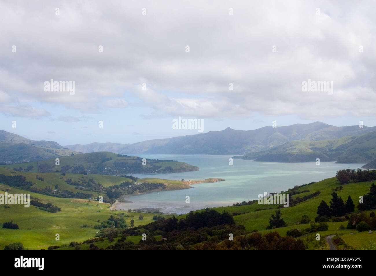 Akaroa bay New Zealand Stock Photo