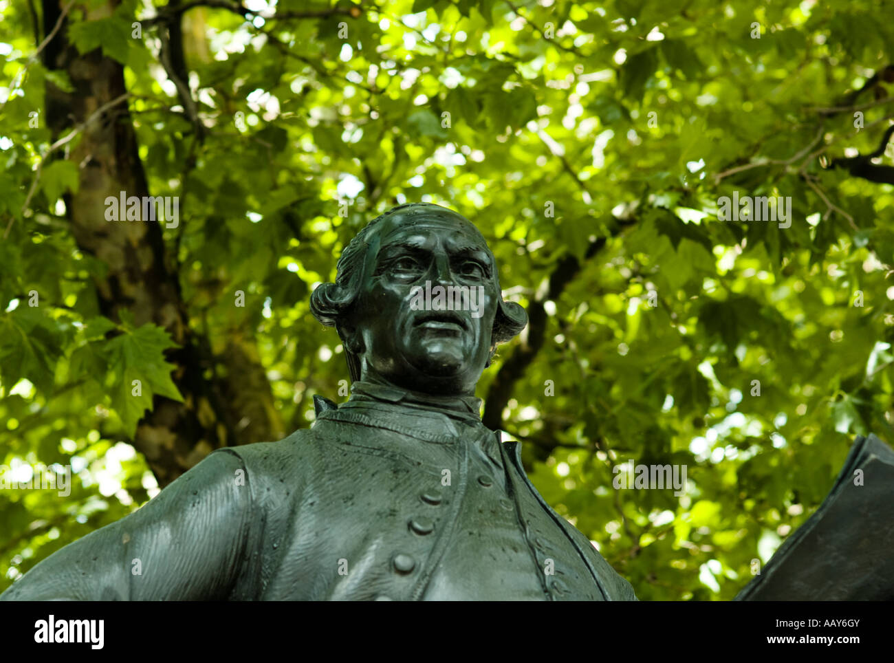 Statue of John Wilkes, famous for being crosseyed, in Fetter Lane, London Stock Photo