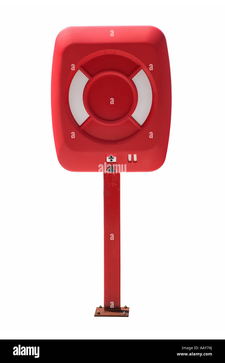 Life buoy cabinet isolated on white with clipping path Stock Photo