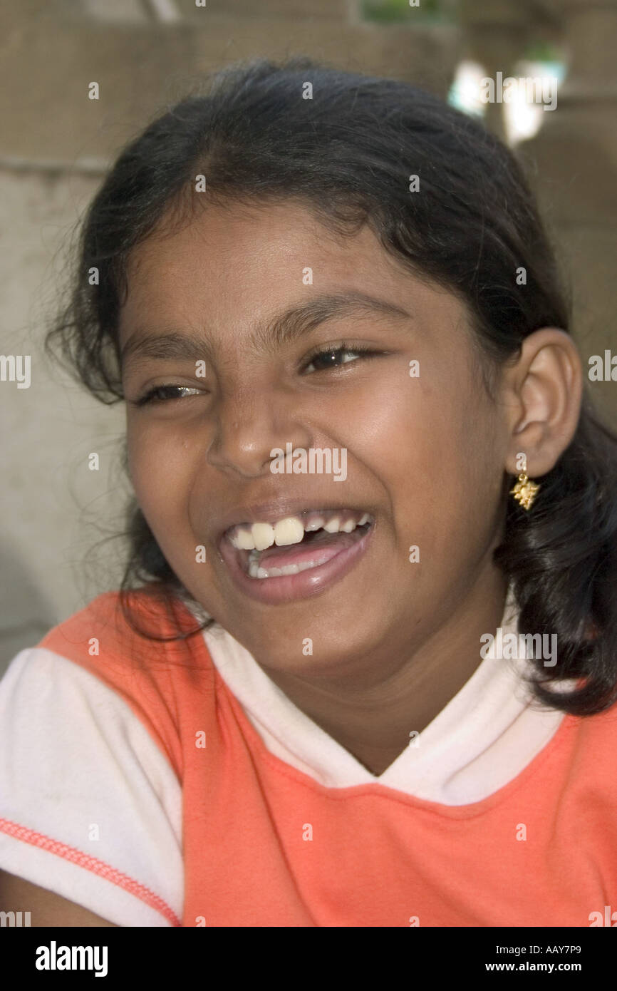 RSC78684 Indian girl laughing innocence Bombay Mumbai Maharashtra India Model released 542 Stock Photo