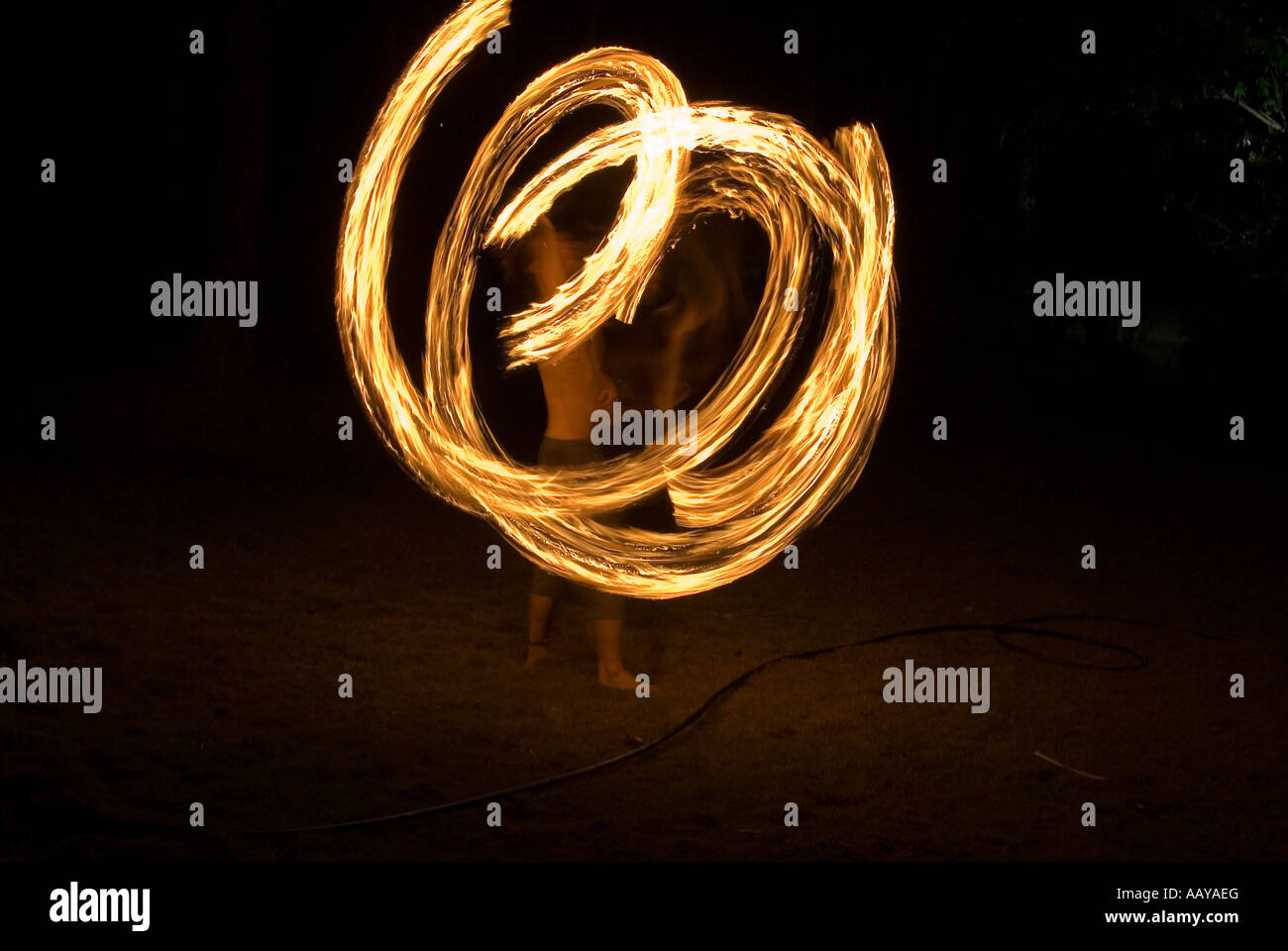 19 04 07 Sabang Palawan Philippines Fire dancing on the beach with fire stick Photo Simon