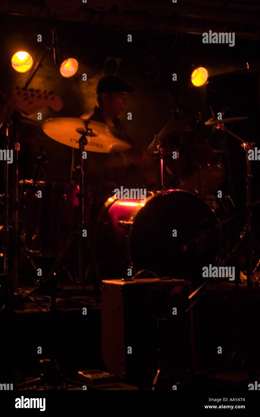 drummer under stage lights Stock Photo Alamy