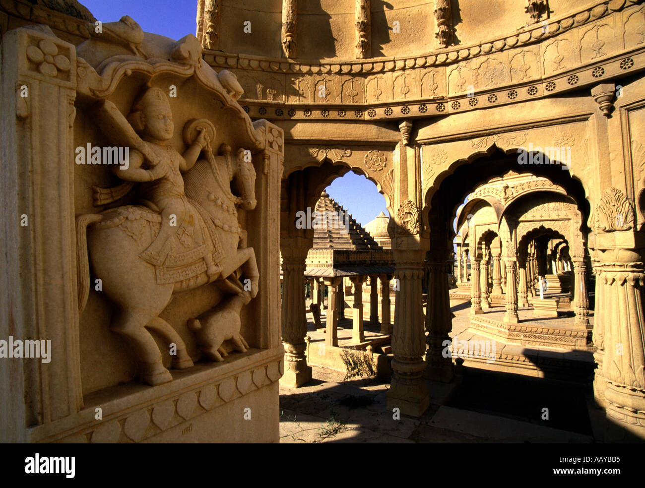 Close up of Royal Tombs in the desert near Jaisalmer Rajasthan India ...