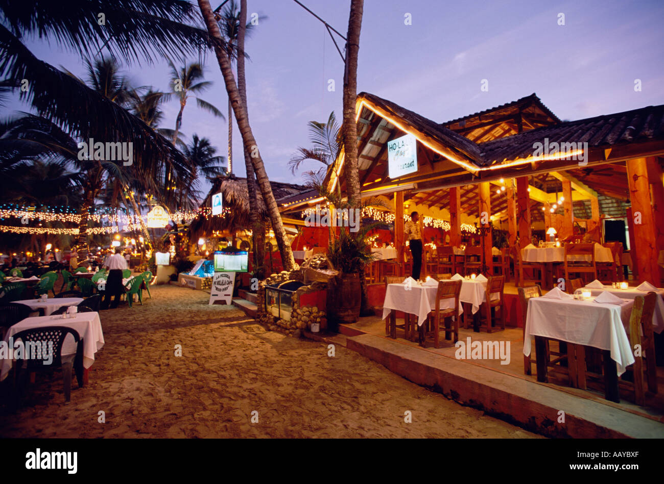 Restaurant on the beach of Cabarete Dominican Republic Stock Photo