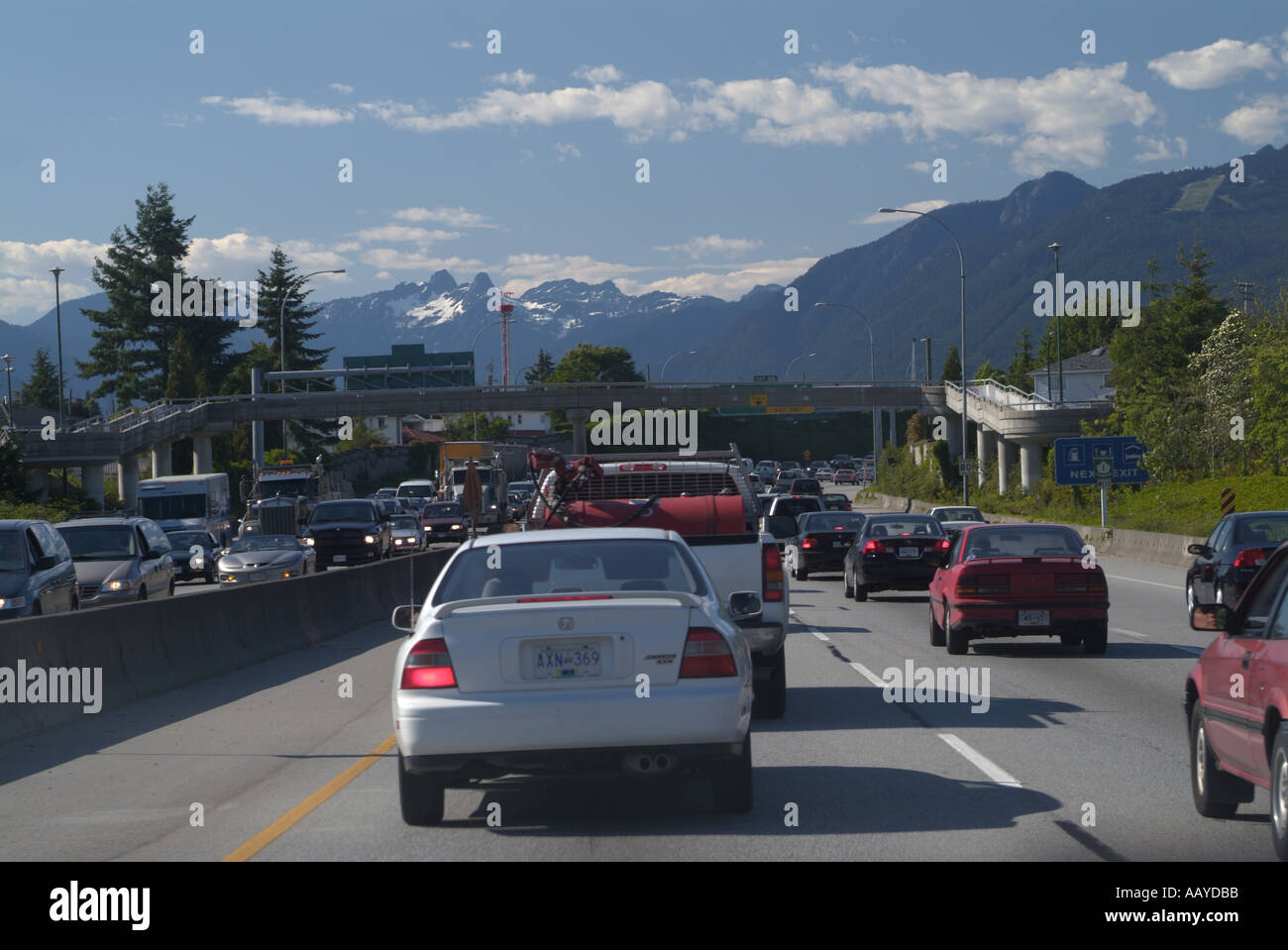 Rush hour traffic on Trans Canada Highway 1 Vancouver British Columbia Canada Stock Photo