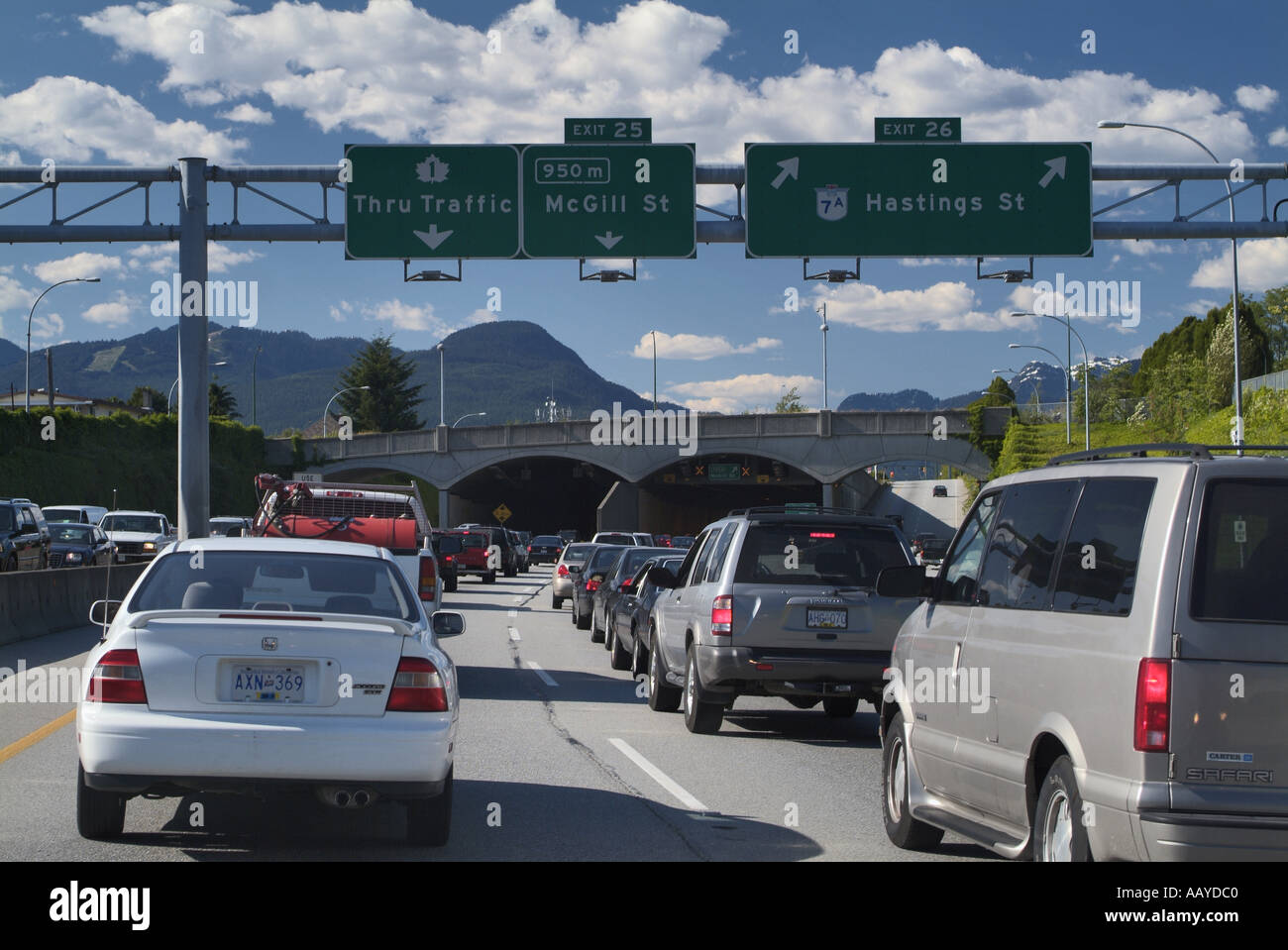 Rush hour traffic on Trans Canada Highway 1 Vancouver British Columbia Canada Stock Photo