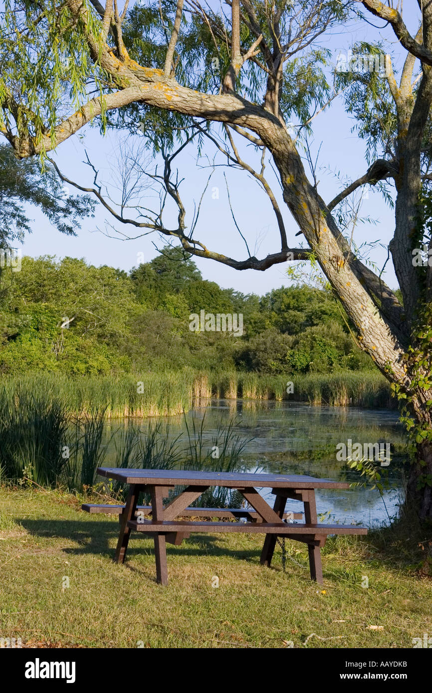 outdoor picnic table at park Yarmouth Massachusetts Cape Cod Stock