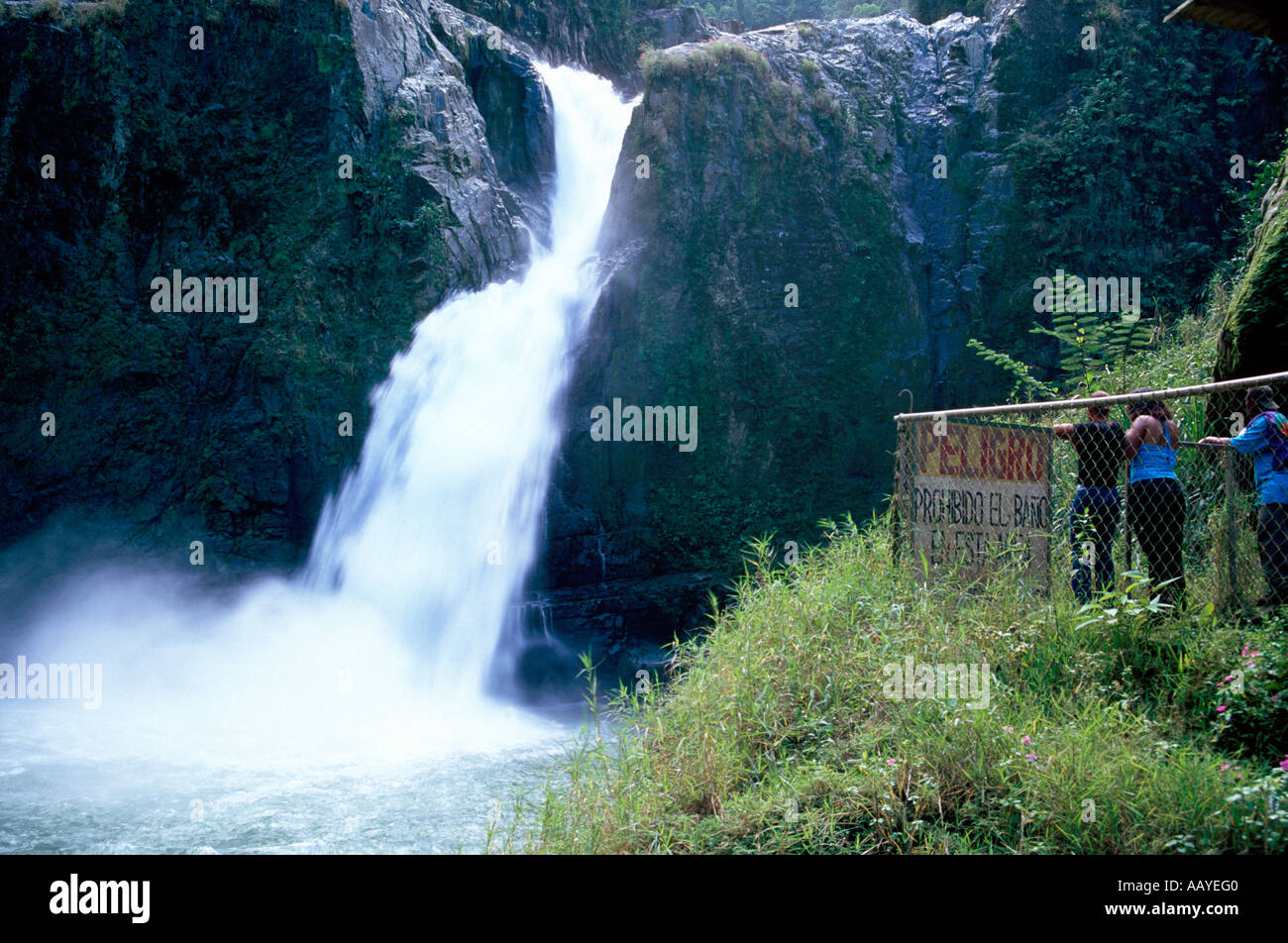 Salto de Jimenoa Waterfalls in Jarabacoa Dominican Republic Stock Photo