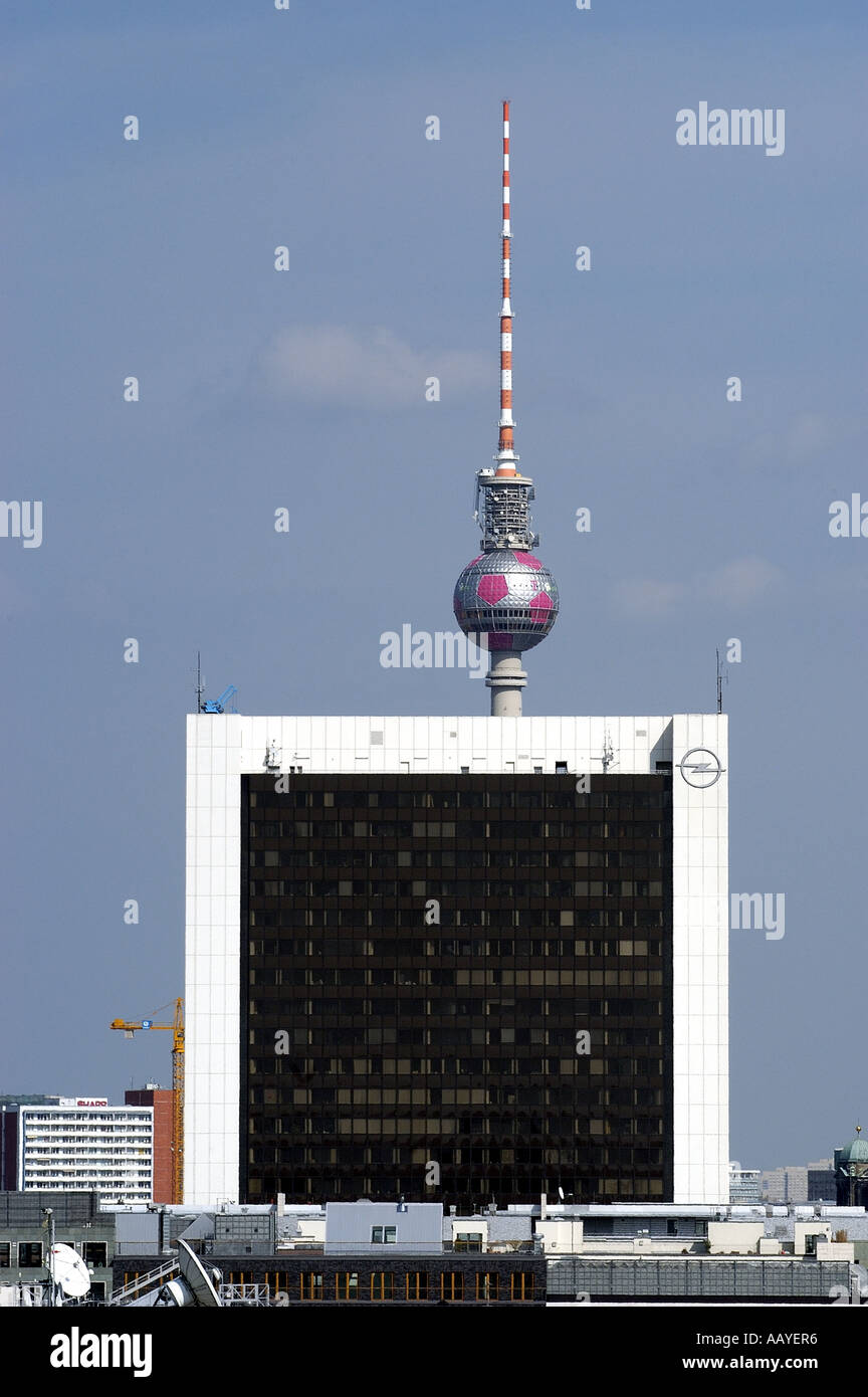 Berlin television tower decorated for World Cup 2006 Stock Photo
