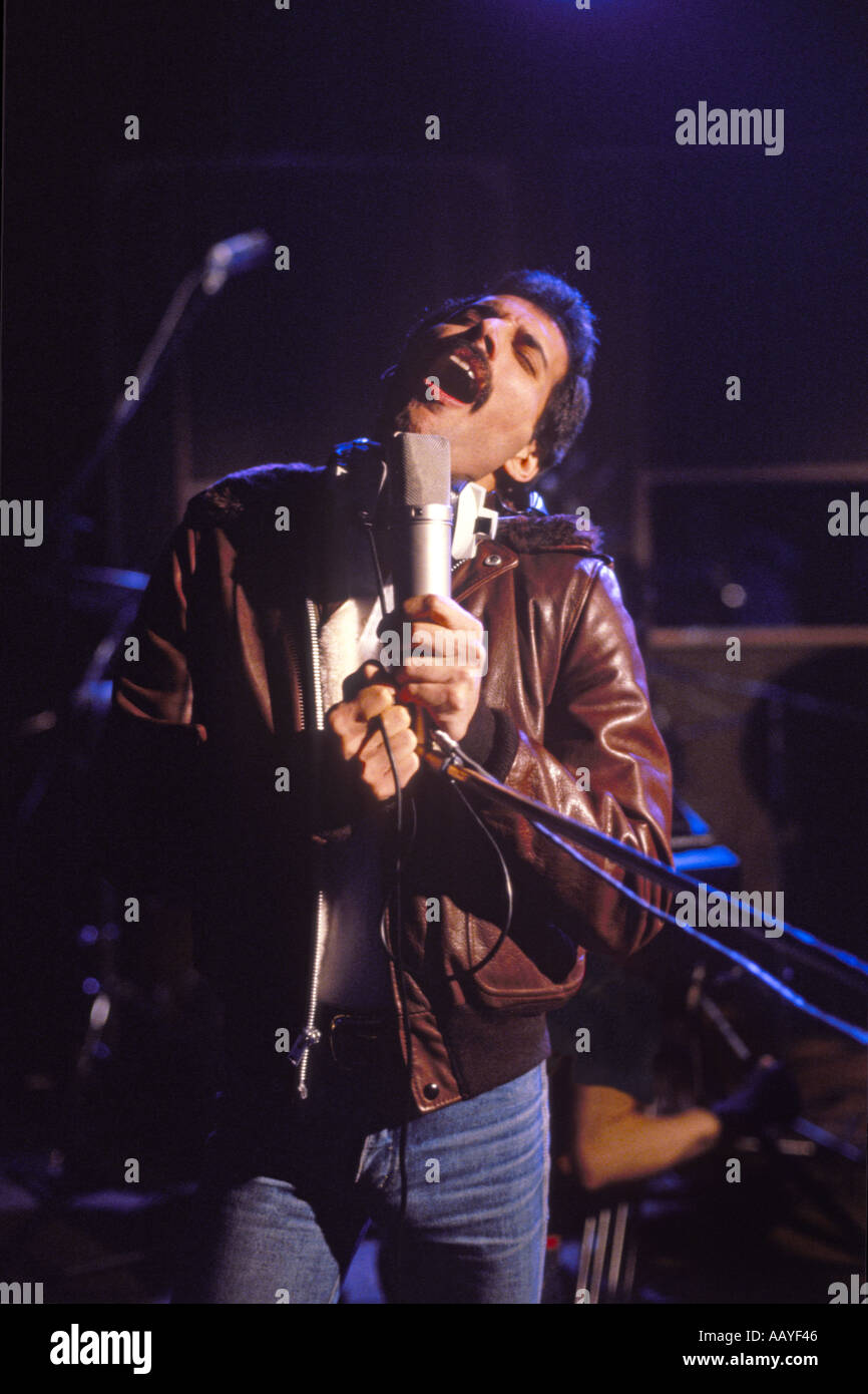 Freddie Mercury lead singer with rock group Queen in sound recording studio 22 October 1980 recording Flash Gordon PER0016 Stock Photo