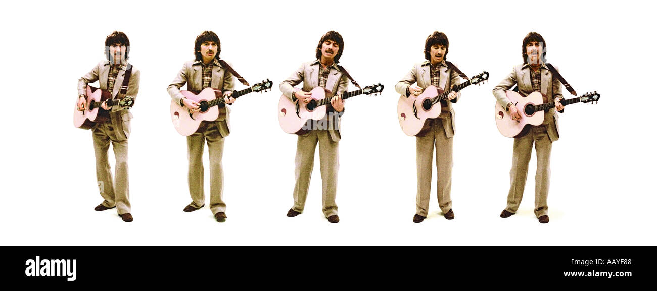 George Harrison of The Beatles colour composite of five shots. PER0046 Stock Photo