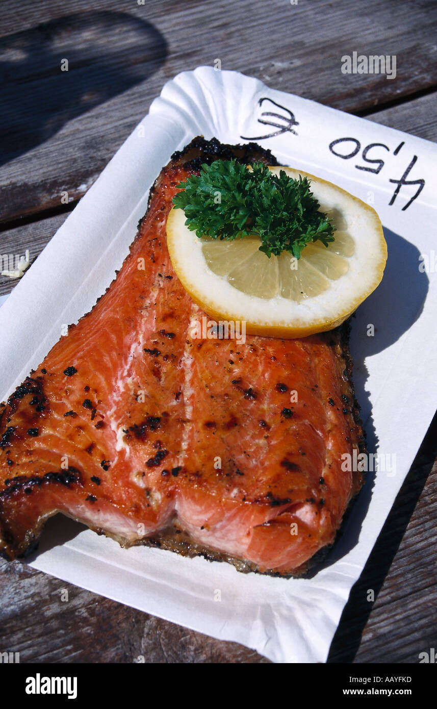 Salmon Steak Kauppatori Market Helsinki Finland Stock Photo