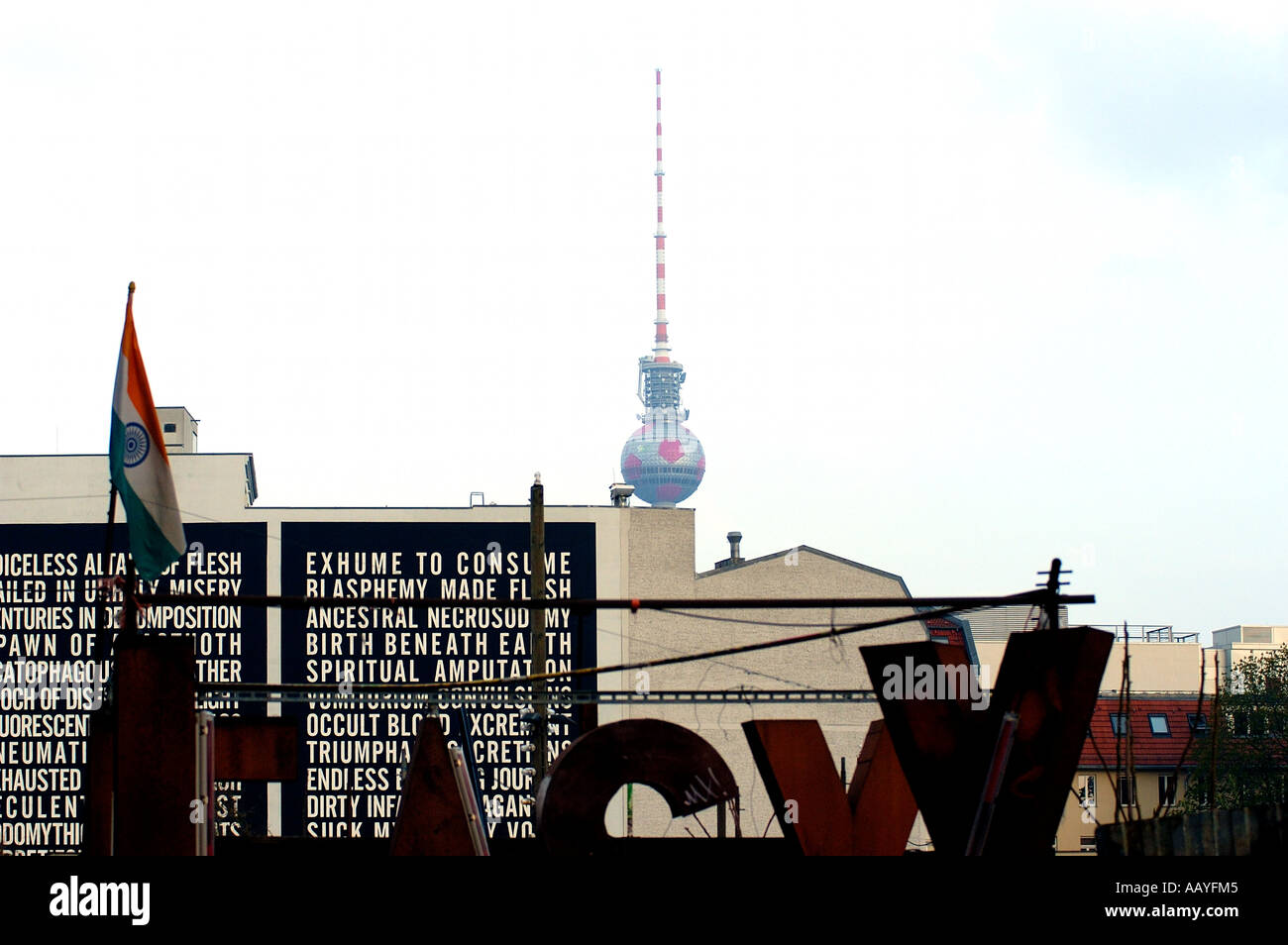 Berlin television tower decorated for World Cup 2006 Stock Photo