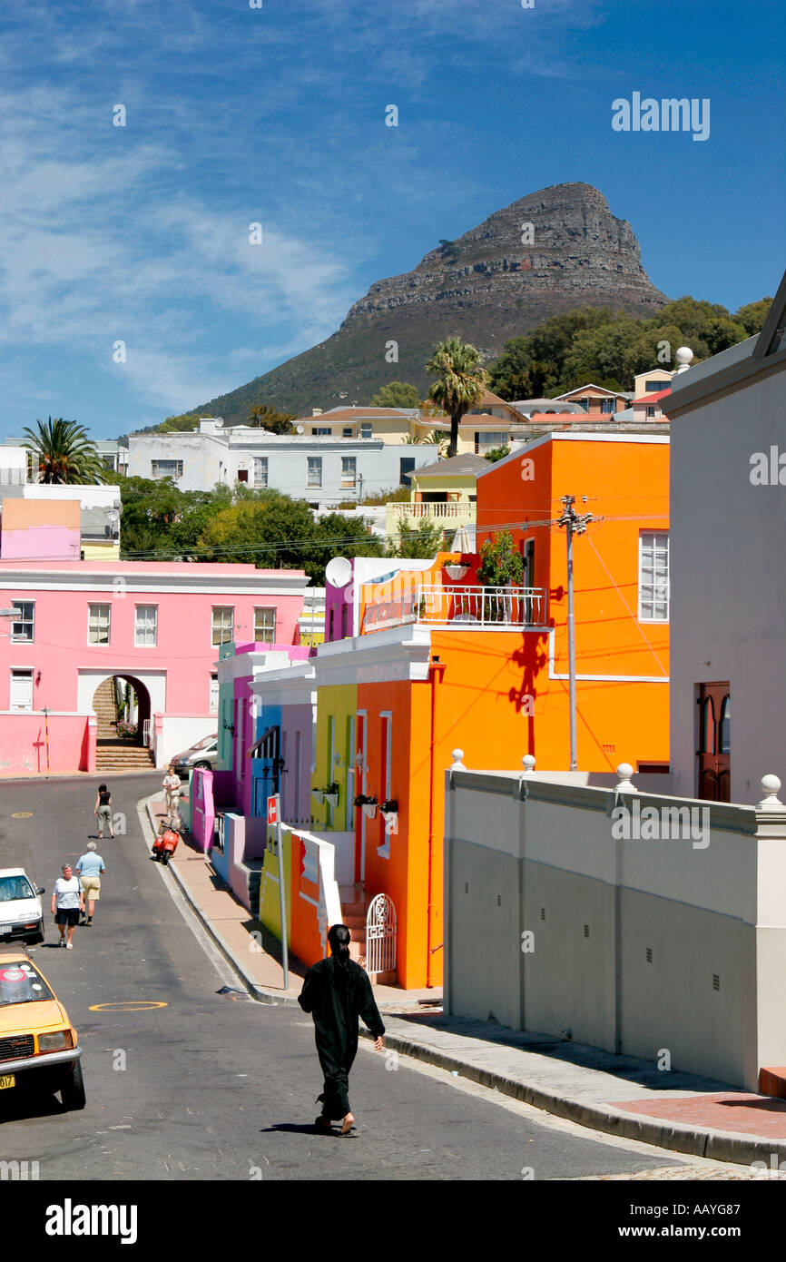 cape town Bo Kaap colorful facades in area of cape muslims signal hill Stock Photo