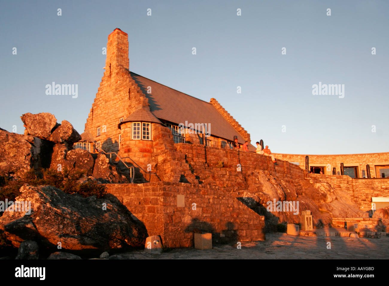 south africa cape town table mountain view point sunset historical building  Stock Photo