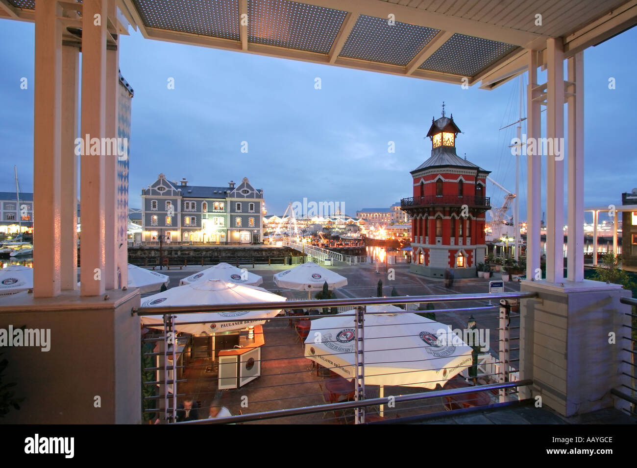 south africa cape town Victoria Albert waterfront clock tower twilight Stock Photo